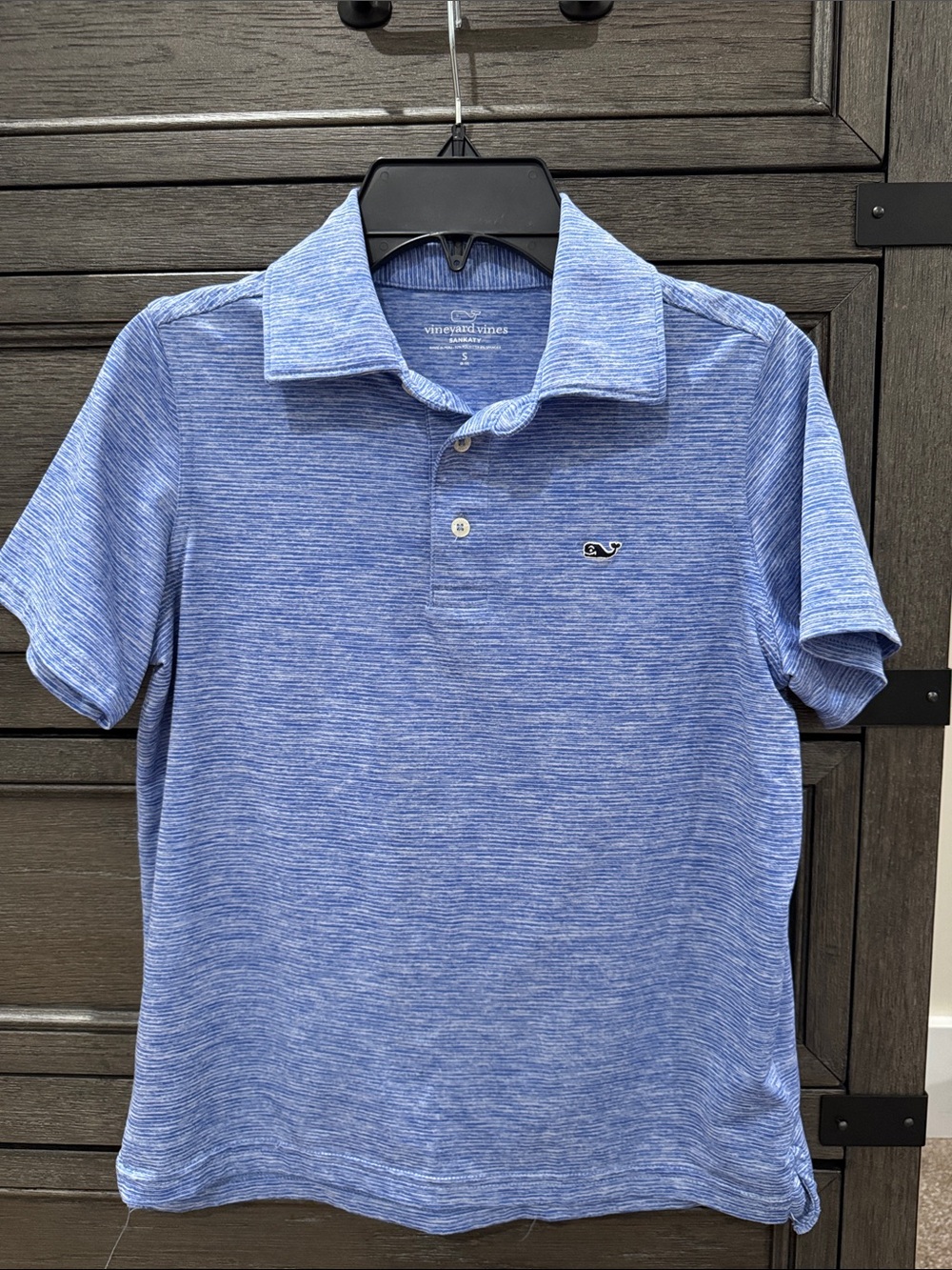 Vineyard Vines Heathered Light Blue Polo with Whale Logo